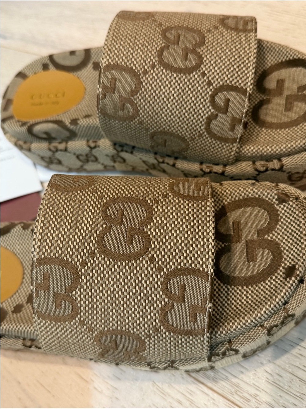 Gucci Brown/Tan GG Canvas Slide Sandals